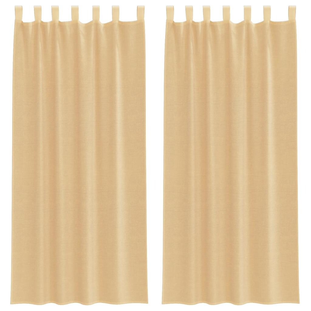 vidaXL Voile Vorhänge mit Schlaufen 2 Stk. Sandfarbe 140x245 cm Image