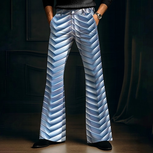 Homme Illusion d'optique Formes Géométriques Pantalon Disco Pantalons pattes d'éléphant des années 60 et 70 Taille Moyenne Western Vintage Rétro Extérieur Vacances Occasionnel Poches Latérales
