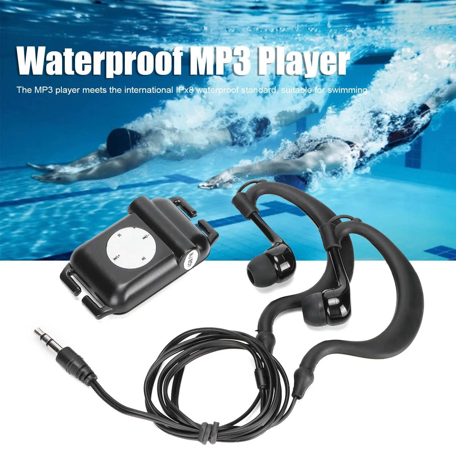 Waterproof MP3 Player MP3 Player with Headphone Waterproof Swimmer MP3 Player for Swimming Watersports MP3 Player with Headphone