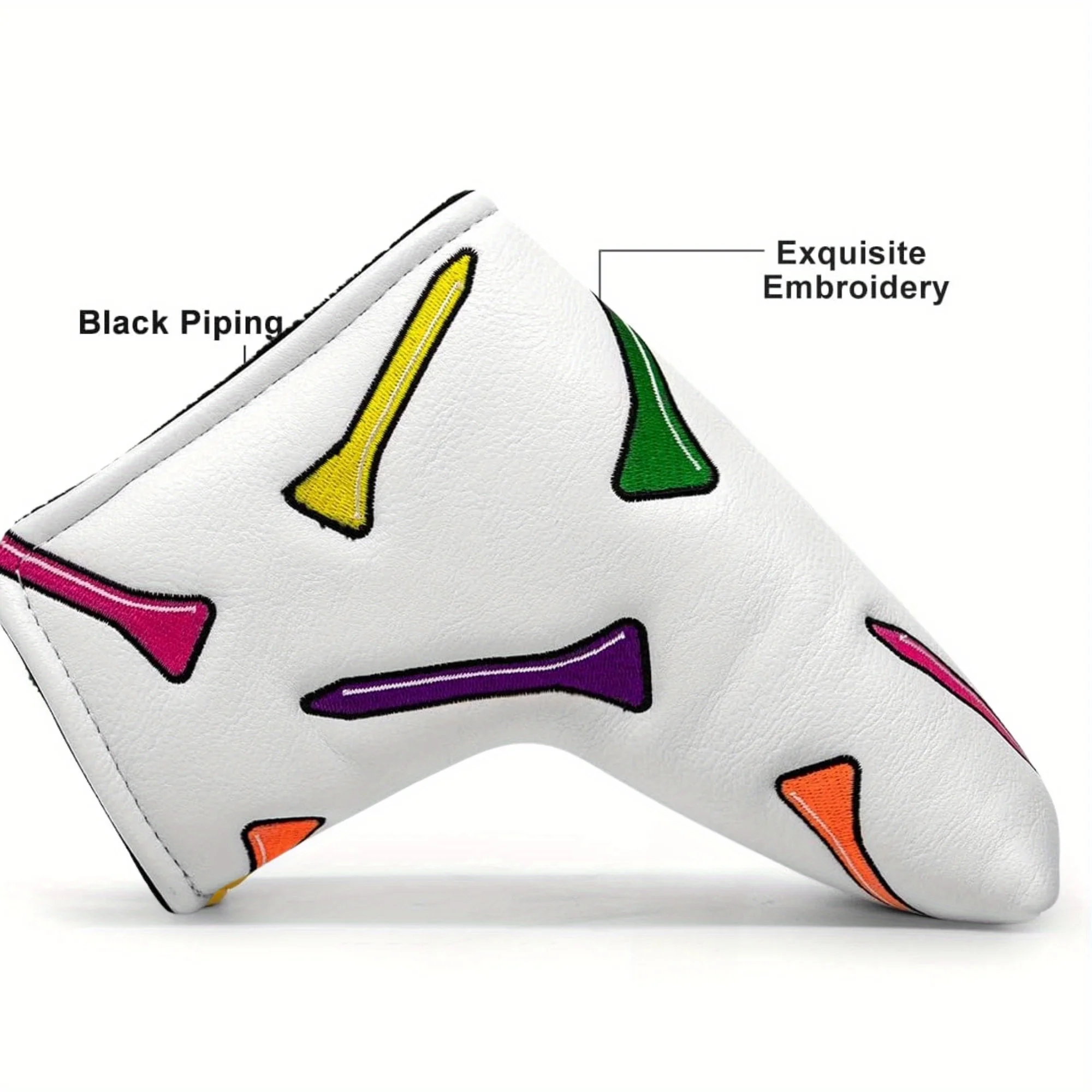 Golf Putter Cover Blade Putter ClubHead Cover Headcover puLeather Golf Headcover Colorful Tees Emboidery Putter CoverGolf Ideal