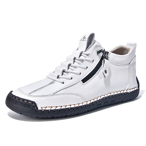 Blaue, lässige Schnürstiefeletten für Herren mit seitlichem Reißverschluss, handgefertigter Stil, bequeme, rutschfeste Sohle, für den Außenbereich und den Alltag Image