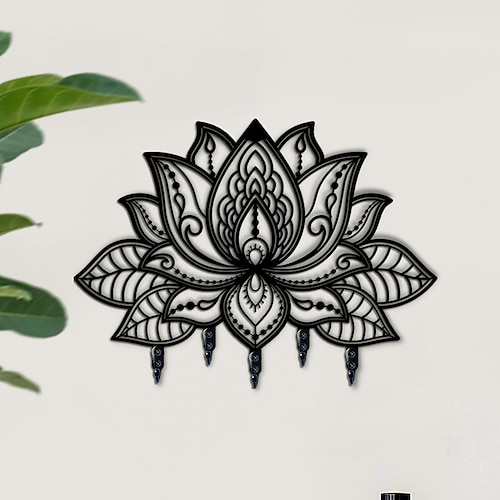 Wandmontierter Lotus-Schlüsselhalter, warme Wohndekoration, Metallhaken für Haustür-, Küchen-, Büro- oder Autoschlüssel, Home Organizer im Retro-Stil Image