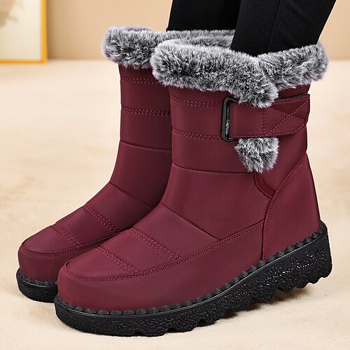 Damen Stiefel Schneestiefel Täglich Flacher Absatz Runde Zehe Lässig Satin Loafer Wein Schwarz Blau Image