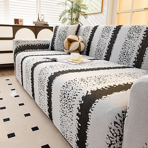 1 Stück Komplettpaket: Einfarbiger Muxing-Jacquard-Sofabezug im Bohème-Stil, elastischer Jacquard-Sofabezug, der das Sofa vor Katzenkrallen schützt, kann das ganze Jahr über verwendet werden, Image