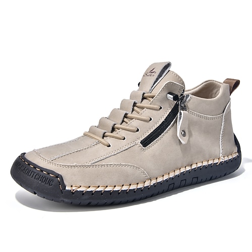 Blaue, lässige Schnürstiefeletten für Herren mit seitlichem Reißverschluss, handgefertigter Stil, bequeme, rutschfeste Sohle, für den Außenbereich und den Alltag Image