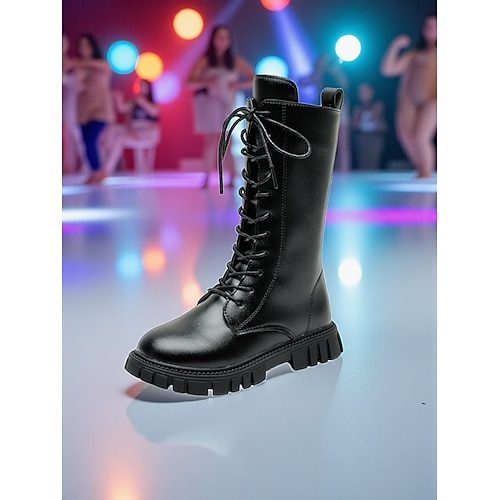 Von koreanischen Idolen inspirierte Popstar-Kostümschuhe – trendige weiße und braune Modestiefel für Mädchen im Casual- und Streetstyle Image