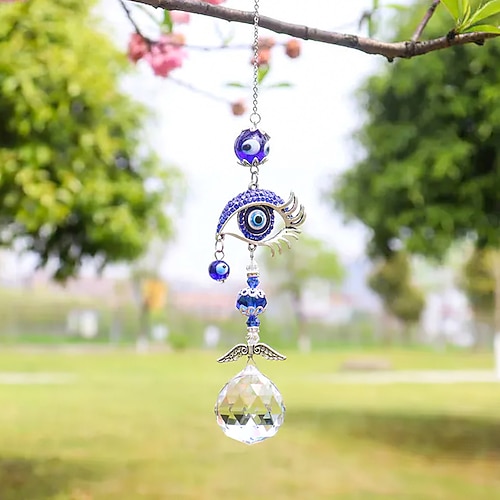 1 dekorativer Anhänger aus Kristall-Sonnenfänger mit Teufelsauge, geeignet zum Aufhängen von Dekorationen und als warmes Geschenk in Gärten, Terrassen, Innenhöfen, Veranden und Balkonen. Kann sowohl