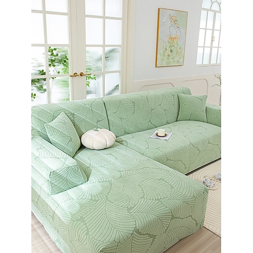 Elastischer Sofabezug aus Jacquard-Samt für alle Jahreszeiten, dicker, rutschfester und spritzwassergeschützter, vollständig umwickelter Schonbezug, maschinenwaschbarer, staubdichter und farbechter Image