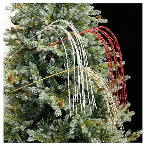 3er-Pack glitzernde Christbaumspitzen, glitzernde Stiele aus goldenen und roten Pailletten, Bastelzubehör für die Feiertage, künstliche Zweige als Christbaumschmuck Image