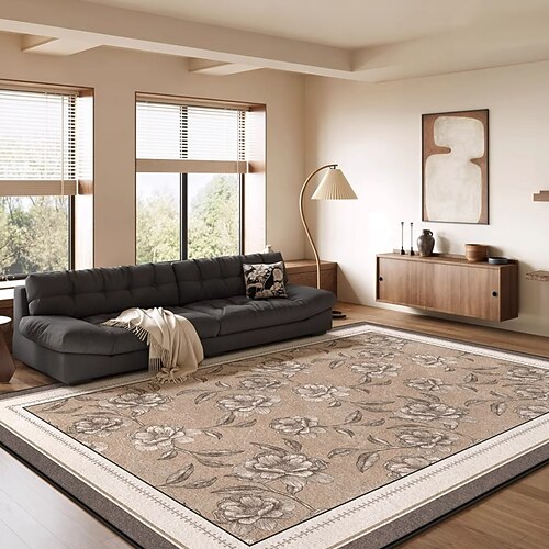 Teppich im französischen Vintage-Stil, strapazierfähiger und pflegeleichter Teppich für Wohnzimmer oder Schlafzimmer, elegante große Bodenmatte für das Sofa, schmutzabweisende Wohndekoration Image