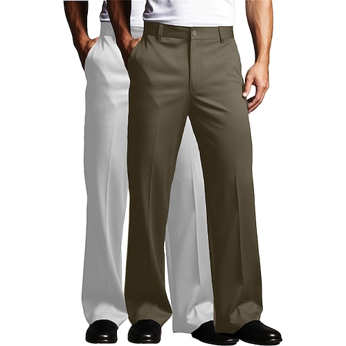 Herren Hose Anzughose Fronttasche Gerader Schnitt Mehrfachpackung Einfach Komfort Volle Länge Hochzeit Geschäft Täglich Mode Schick Modern Weiß Grün Weiß Khaki Unelastisch Image
