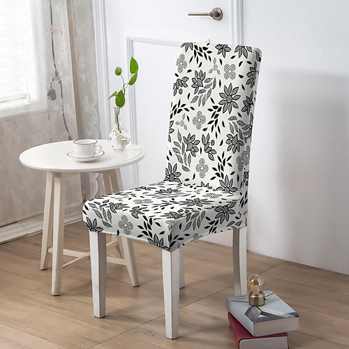 Stuhlbezug mit floralem Muster, Polyester-Schonbezug mit geometrischem Muster, elastischer, rutschfester Stuhlschutz für Zuhause oder Partys Image