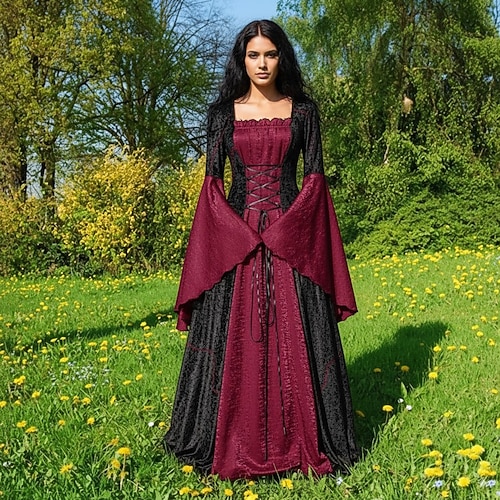Retro Vintage Mittelalterlich Renaissance Kleid Ausgefallene Kostüme Wikinger Keltischer Ritter Kostüm Damen Keltisch Halloween Karneval Leistung LARP Renaissance-Messe Erwachsene Kleid Image