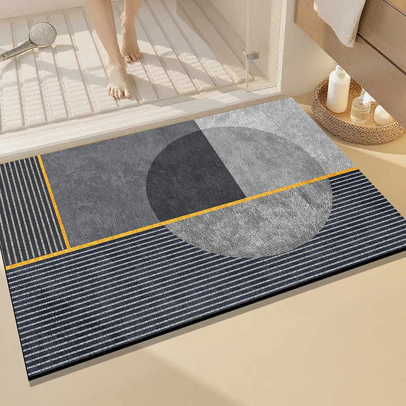 1, rechteckige, maschinenwaschbare Badezimmermatte aus Kieselgur-Material, Badezimmer-Bodenmatte, saugfähige Bodenmatte für das Wohnzimmer Image