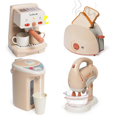 Kitchen Appliances Toy for Kids Kitchen Pretend Play Toy Play Kitchen Set with Coffee Maker Blender Espresso Machine Water Dispe