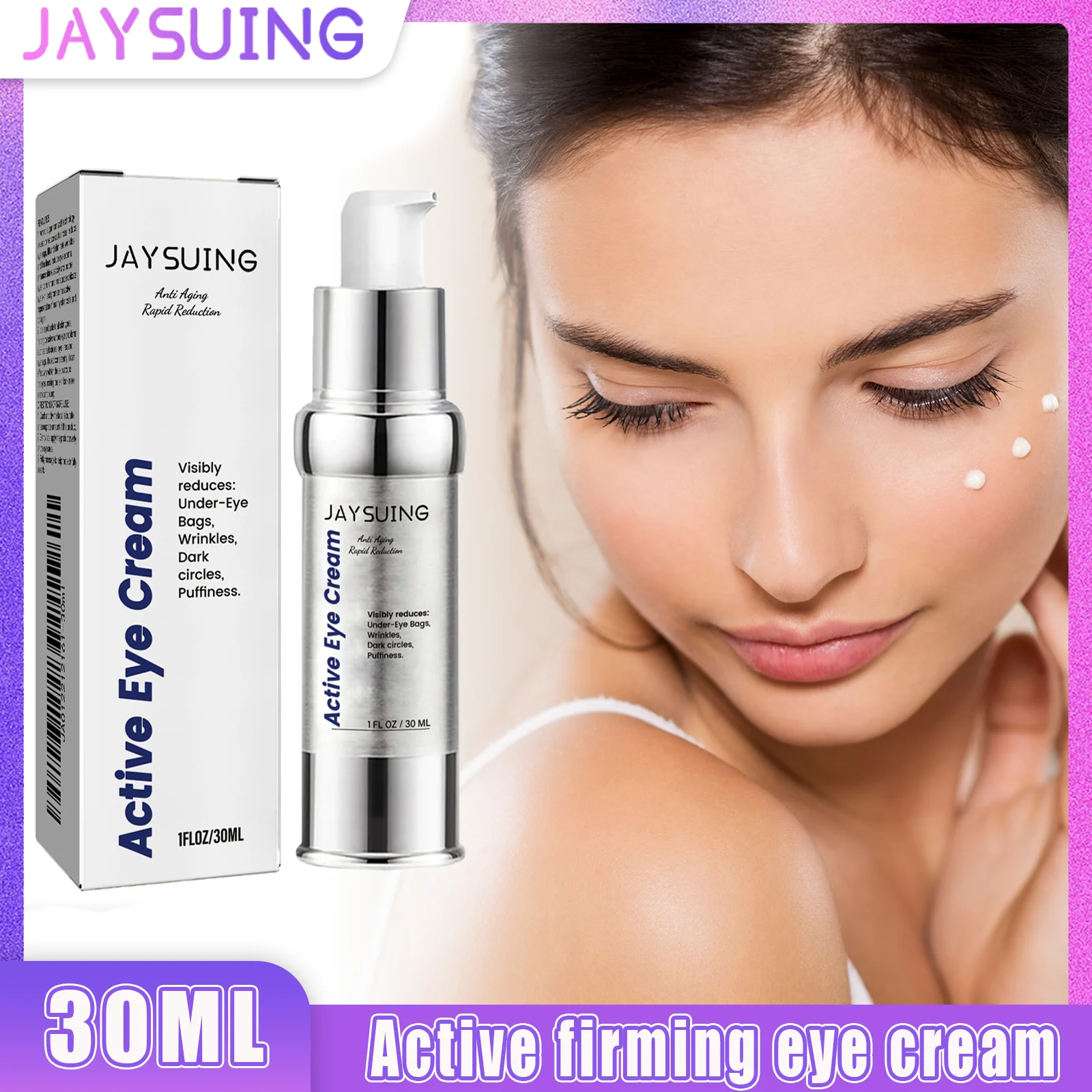 Anti-Aging-Augencreme mit Hyaluronsäure, verblasst feine Linien, entfernt Augenringe, Schwellungen, feuchtigkeitsspendend und strafft für Tränensäcke Image