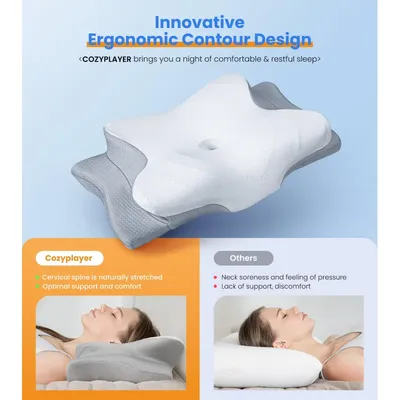 Memory Foam Pillows Smooth cool Ergonomic Neck Support Pillow For Pain Relief High Elastic Soft Washable Home Pillows Bedding