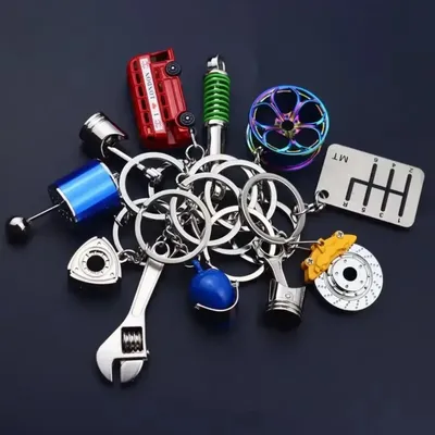 Creative Mini Auto Parts Car Wheel Keychain Auto Enthusiast Metal Keyring Accessories Key Ring Chain for Men Woman Lover Gift