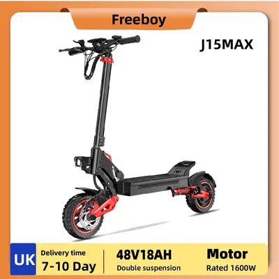 FREEBOY J15max Adult Foldable Escooter 1600W Electric Scooter 48V18AH 10 INCH OFF-ROAD TIRE E-Mountain Scooter