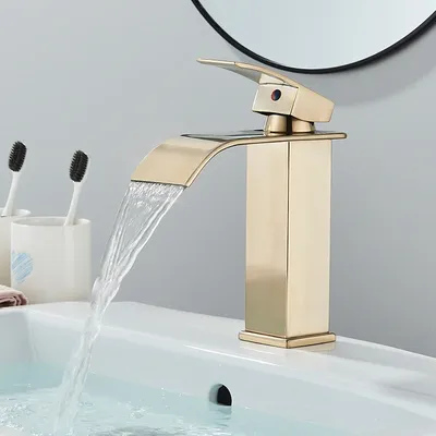 Waterfall Bathroom Basin Sink Faucet Single Handle Mixer Tap Hot&Cold Water Mixer Taps Bathroom Deck Mounted Faucets Basin Crane