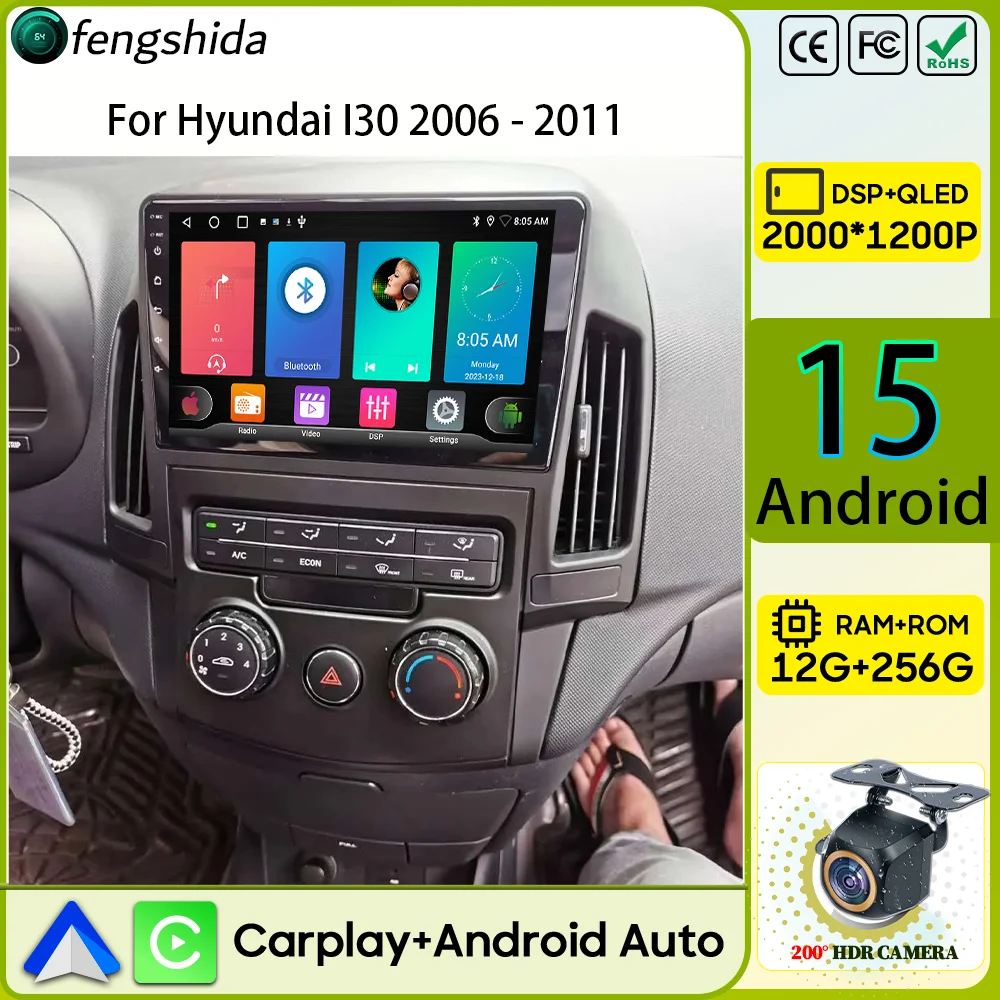 Auto Radio Carplay Für Hyundai I30 2006 2007 2008 2009 2010 2011 Navigation GPS Android Auto Multimedia Player Stereo 4G Keine 2din Image
