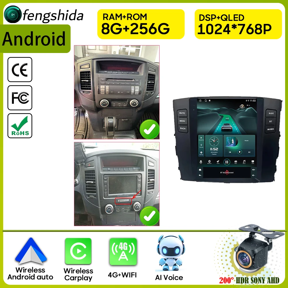 Auto Radio Carplay Für Mitsubishi Pajero 4 V80 V90 2006-2014 Navigation GPS Android Auto Stereo Multimedia Player 5G wifi Keine 2din Image