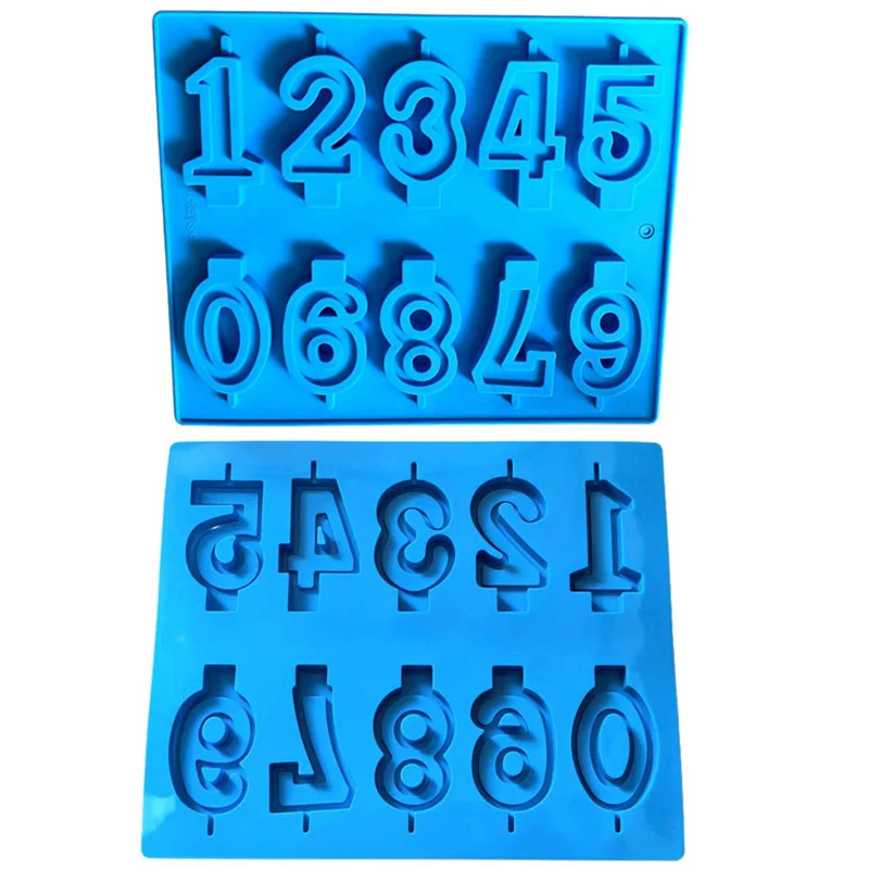 0-9 Nummer Fondant Lollipop Silikon Form Geburtstag Digitale Kerze, Der Form Schokolade Form DIY Party Kuchen Dekorieren Werkzeuge Image