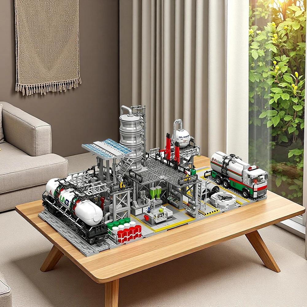 3-in-1-Bausteine für den Zusammenbau der Stadt, Straßenansicht, Erdgas, Lagerungszentrum, Labortransportstation, Sammlung der City Series Image