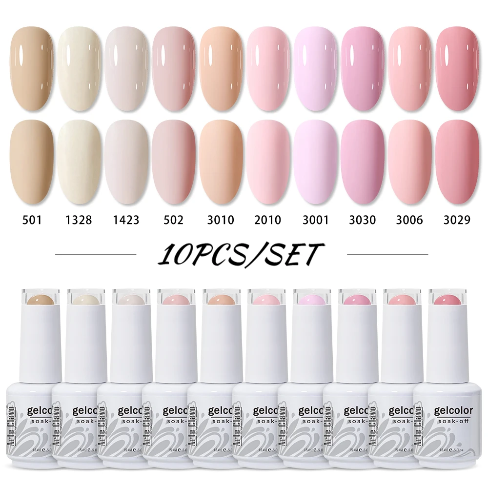 Arte Clavo 15 ml Nude Pink Gel-Nagellack-Set, langlebig, semi-permanent, UV-LED-Gel-Nagellack, Nail Art Soak Off, Mallack Image