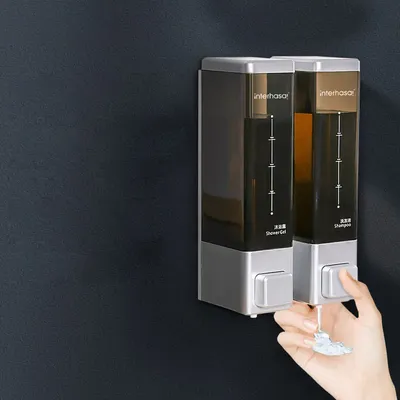 soap dispenser Hotel bathroom wall mounted manual soap dispenser dual head shower gel shampoo dispenser bathroom accessories