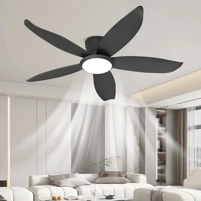 Modern Ceiling Fan Light Living Room Bedroom Remote Control Speed Dimming LED Five-leaf Ceiling Fan Light DC Motor Silent Fan