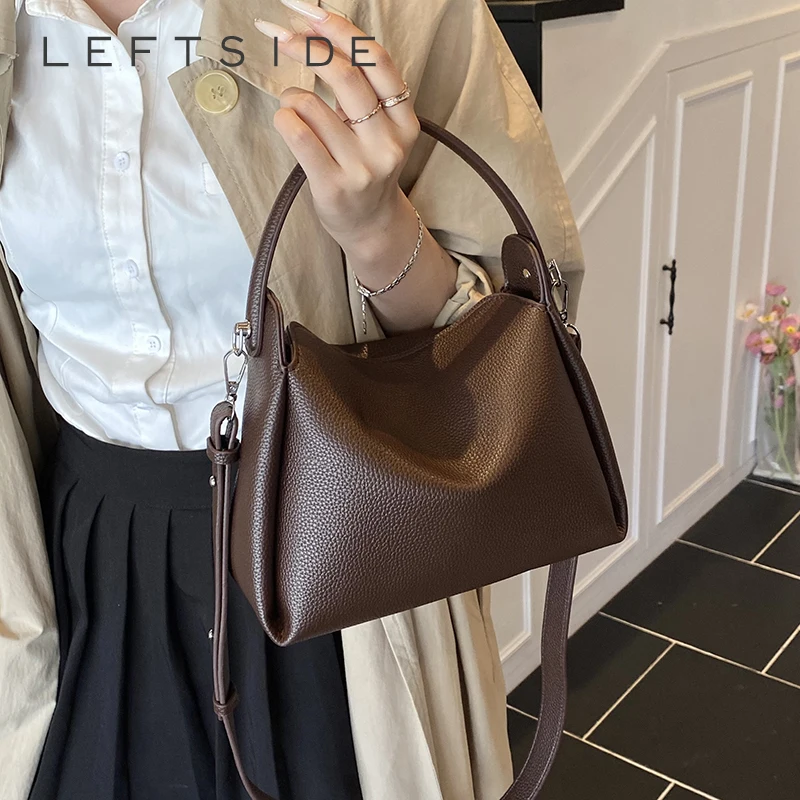 LEFTSIDE Borsa a secchiello piccola in pelle PU per borse a tracolla da donna 2025 Borsa a tracolla con manico corto Borse e portamonete di lusso da donna