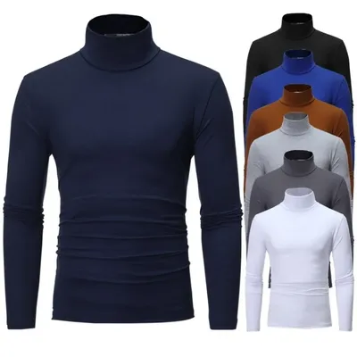 Men's Thermal Underwear in Turtleneck Lapel Autumn Thin Modal Autumn Winter Male Long-sleeved Base Shirt Single Slim-fit Top