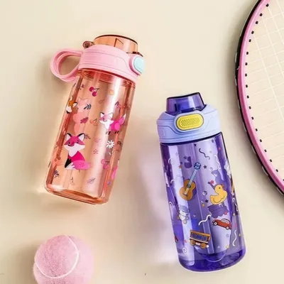 550ml Cartoon Animal Water Bottle Portable Safety Lock Cute Straw Cup Kids Leak-proof Drinking Jug For Outdoor Camping Travel