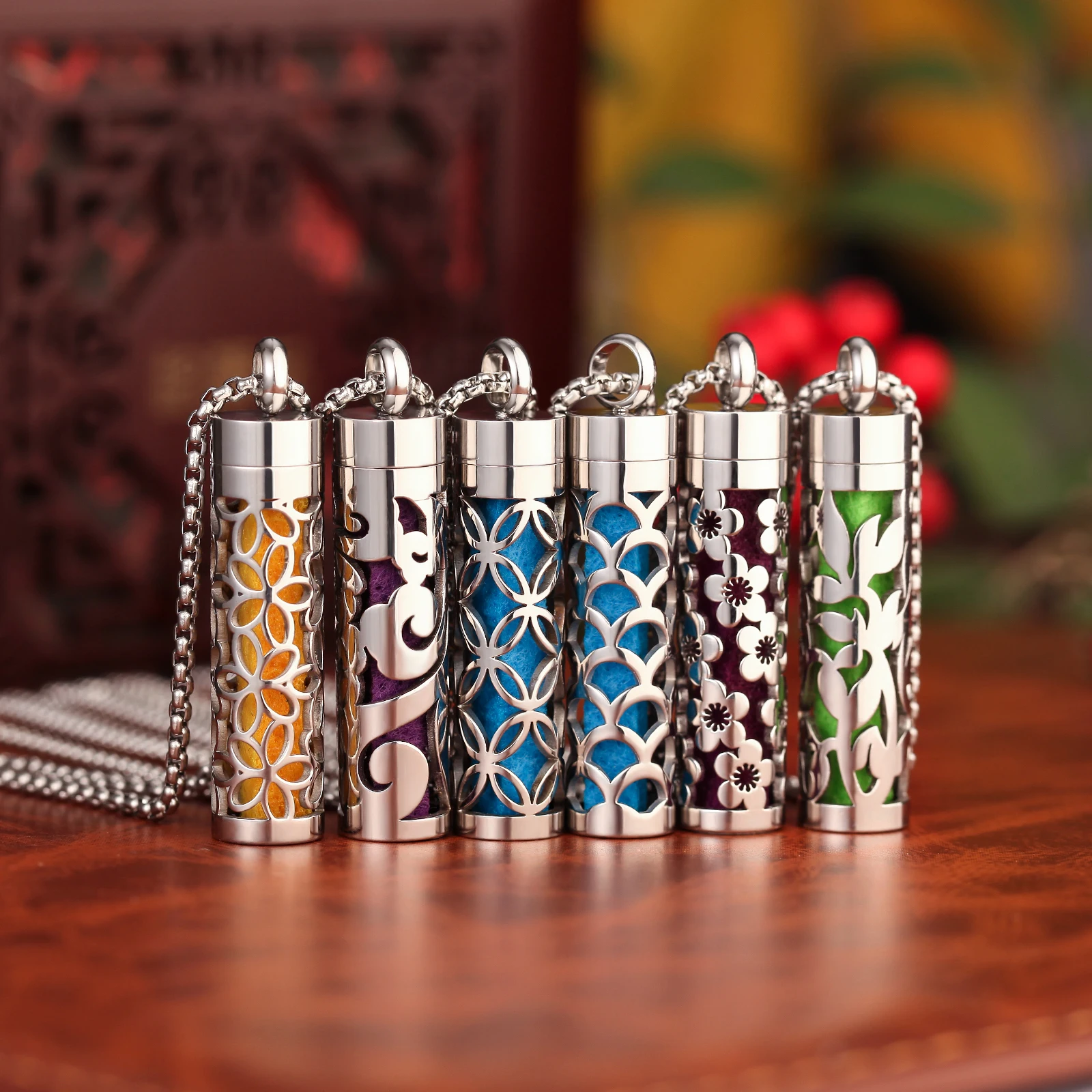 Aromatherapie Halskette Diffusor Anhänger 316L Edelstahl Medaillon Aroma Parfüm Öle Ätherisches Öl Diffusor Anhänger Halskette Image