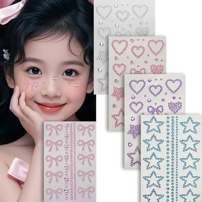 Children 3D Gems Rhinestones Stickers Muticolor Self Adhesive for Crafts Bling Rhinestones Assorted Shapes Jewels Kids Gifts