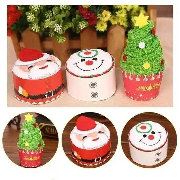1/3Pcs Weihnachten Kuchen Form Handtuch Schneemann Abendessen Dekor Neue Jahr Gestickte Handtuch für Home Weihnachten Baum Handtücher kinder Geschenke Image