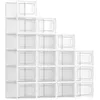 Schuhkartons, 18er-Set, Schuh-Organizer aus Kunststoff, faltbar und stapelbar, für Schuhe bis Größe 44, (18er-Set)Transparent