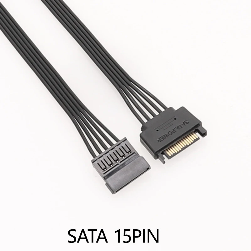 SATA 15Pin Stromkabel Flaches Netzteil Verlängern Sie den Draht Hochstromwiderstand Festplatten-Netzteilkabel für HDD-Ladekabel Image