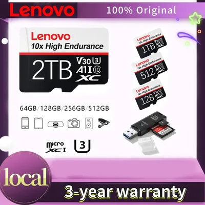 Lenovo 2TB High Speed SD Card 512GB Micro TF Memory Card 1TB Micro SD Card 256GB 128GB TF Card V90 Speed Class 4K Video Recordin