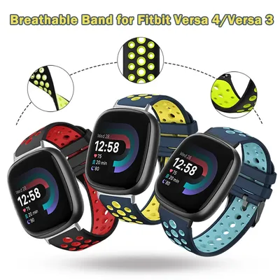 Two-Tone Strap Compatible with Fitbit Versa 4 Breathable Round Hole Strap Suitable for FITBIT VERSA 3 Smartwatch Band Correa