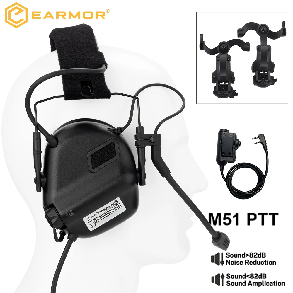 EARMOR M32 SE Schießen Ohrenschützer mit Helm ARC Schiene Adapter Mit M51 PTT Taktische Noise Reduction Headset Neue Image