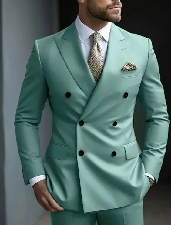 Abito da uomo in tinta unita da uomo 2025 Abito da uomo d'affari formale di moda di alta qualità Slim Fit 2 pezzi Pantaloni blazer a due bottoni