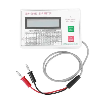 ESR Capacitor Tester LCD Display ESR Meter W/ Test Leads Clip Battery Circuit Tester Electrical Testing Meter Smart Shutdown