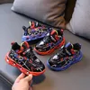 Disney Jungen Schuhe Led-leuchten Cartoon Herbst kinder Sport Schuhe Leder Nicht-slip kinder Laufschuhe Sneaker Größe 25-35