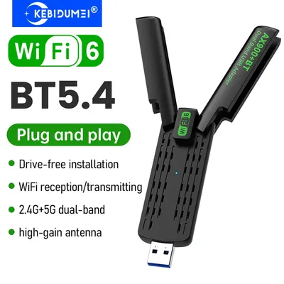 900Mbps USB WiFi 6 Adapter Dual Band 2.4G/5GHz Bluetooth 5.4 Wireless WiFi Receiver USB Dongle Network Card For Laptop Win 10/11