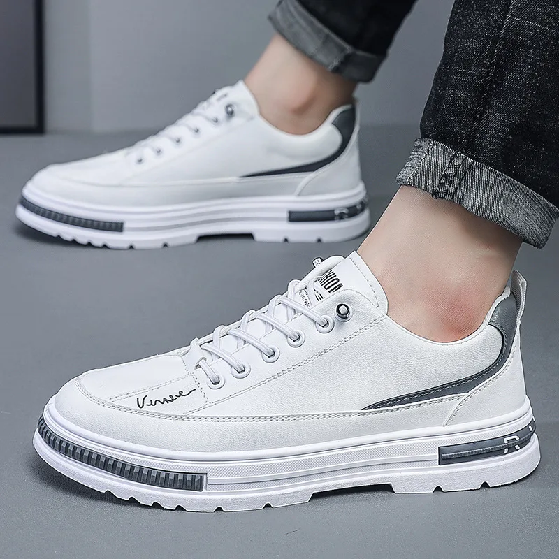 Neue lässige Sport-Board-Schuhe für Herren mit dicken Sohlen, modische weiße Herrenschuhe, einzelne Schuhe