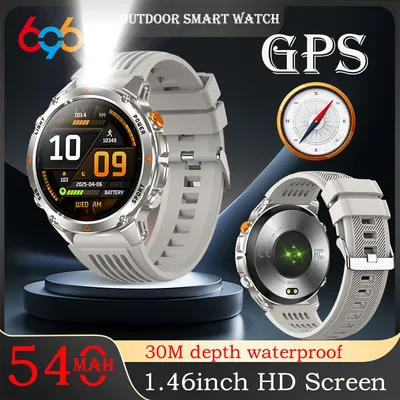 Rotundity Outdoors GPS Sports Smartwatch 30M Waterproof Compass Flashlight Altitude Pressure Blue Tooth Call Health Smart Watch