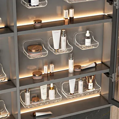 Transparent Bathroom Storage Rack Soap Holder Washstand Cosmetics Storage Rack Wall Mounted Toilet Shampoo Holder