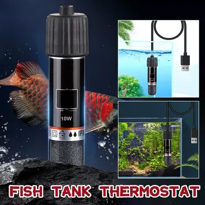 USB Powered Aquarium Heater With LED Display Automatic Thermostat For Small Fish Bowl Betta Tank 1-6 Gallon Safe Waterproof Tool